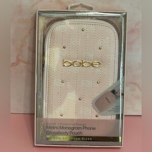 Bebe Light Pink and Gold Monogram Phone Pouch